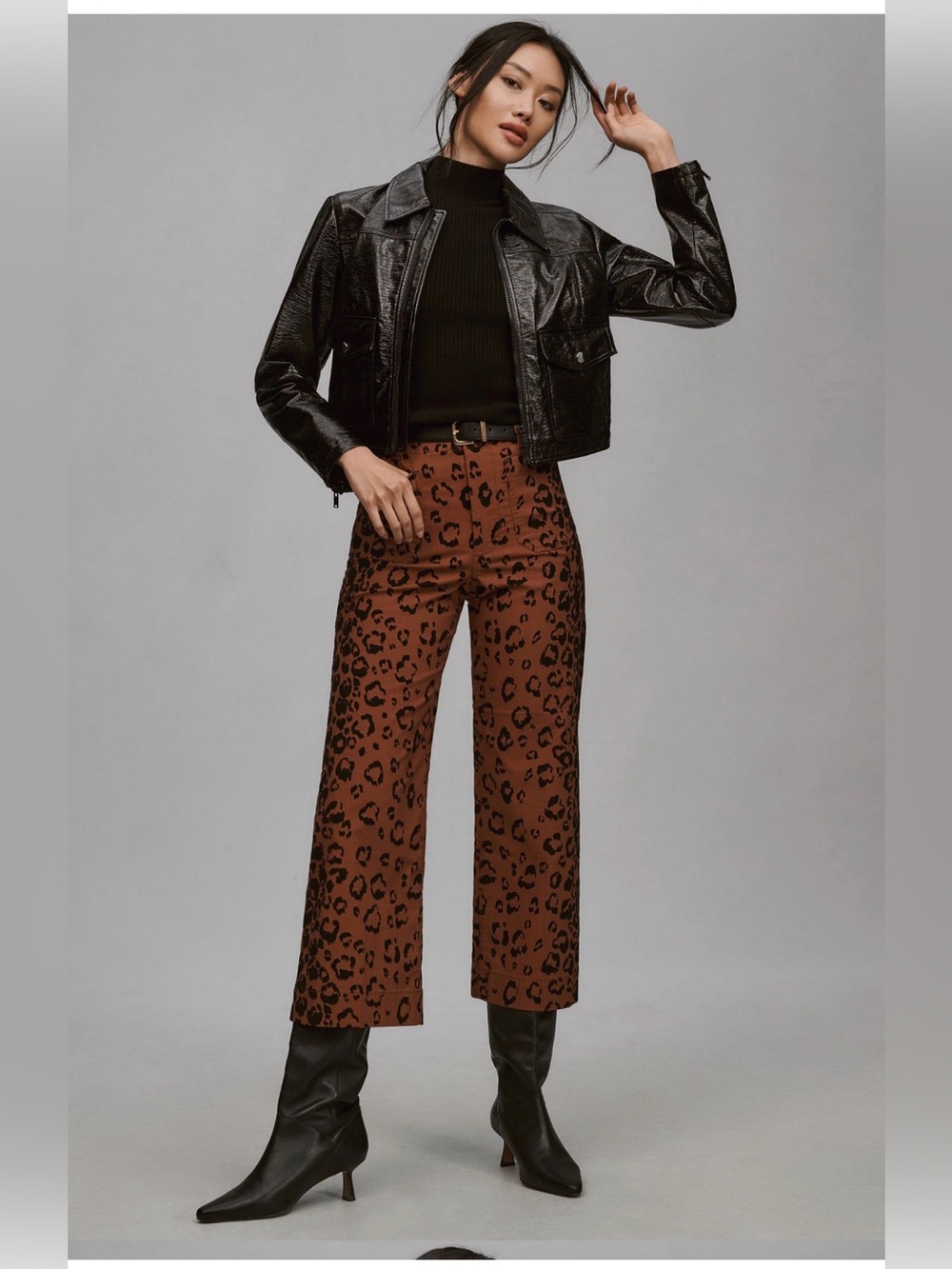 Anthropologie The Colette Cropped Wide-Leg Pants Animal Leopard 29 Maeve